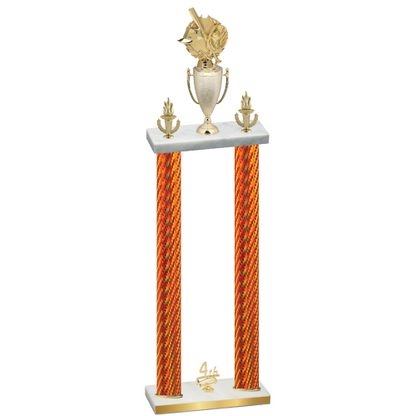 Double Orange Carbon Fiber Fourth Place Baseball Trophy