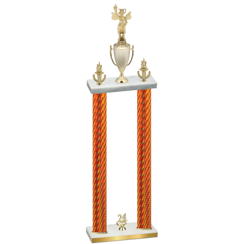 Double Orange Carbon Fiber Year Academics Trophy