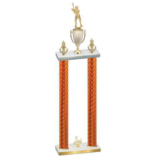 Double Orange Carbon Fiber Third Place Baseball Trophy
