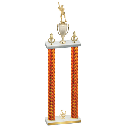 Double Orange Carbon Fiber Third Place Baseball Trophy