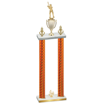 Double Orange Carbon Fiber Fourth Place Baseball Trophy