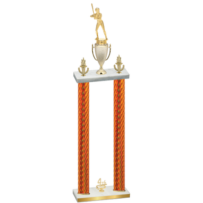 Double Orange Carbon Fiber Fourth Place Softball Trophy