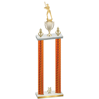 Double Orange Carbon Fiber Year Softball Trophy