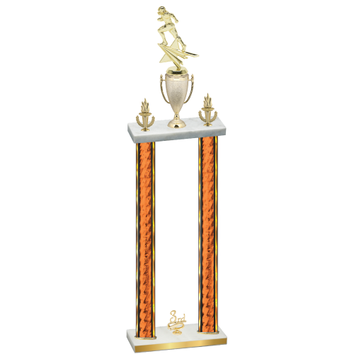 Double Orange Glacier Third Place Football Trophy
