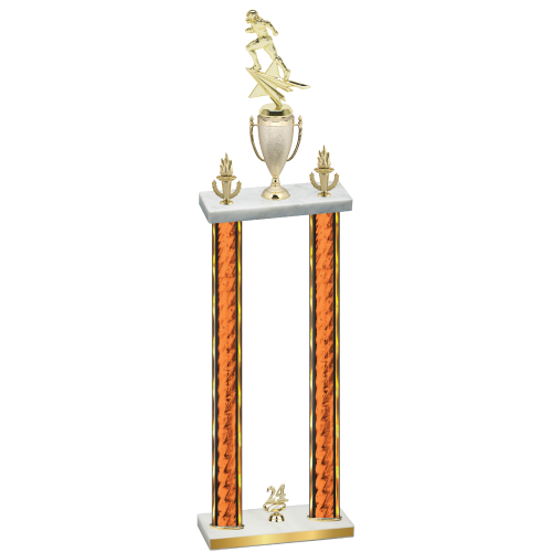 Double Orange Glacier Year Football Trophy