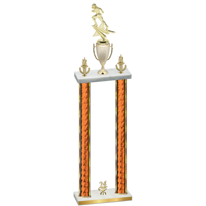 Double Orange Glacier Year Football Trophy