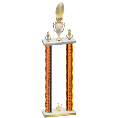 Double Orange Glacier Third Place Football Trophy