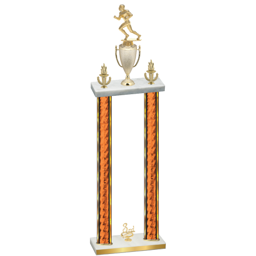 Double Orange Glacier Third Place Football Trophy