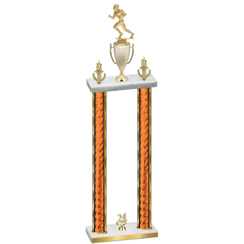Double Orange Glacier Year Football Trophy