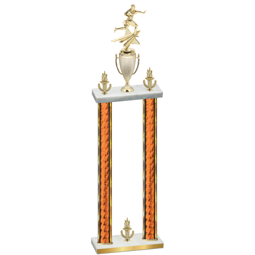 Double Orange Glacier Victory Flag Football Trophy