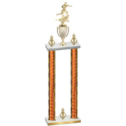 Double Orange Glacier Victory Flag Football Trophy