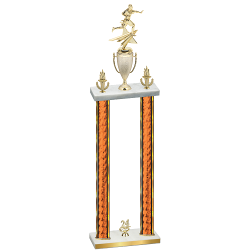 Double Orange Glacier Year Flag Football Trophy