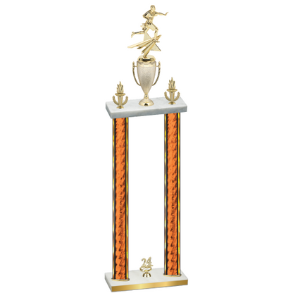 Double Orange Glacier Year Flag Football Trophy