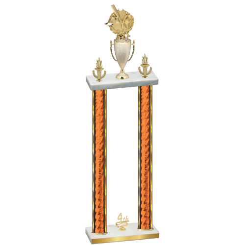 Double Orange Glacier Fourth Place Baseball Trophy