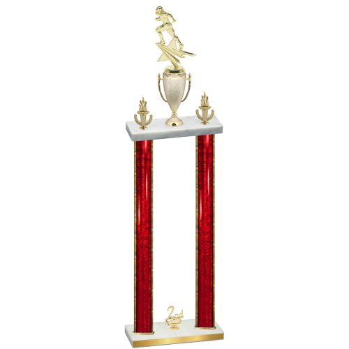 Double Red Glacier Second Place Football Trophy