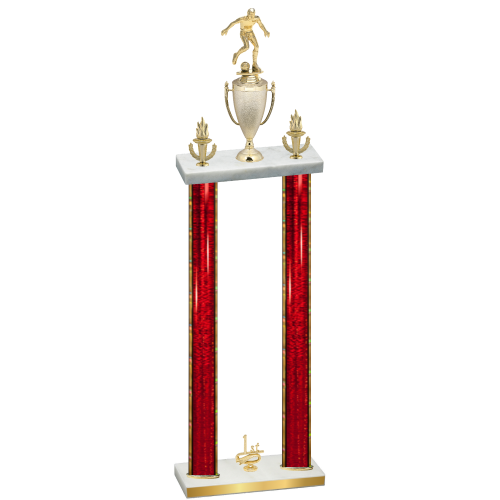 Double Red Glacier First Place Soccer Trophy