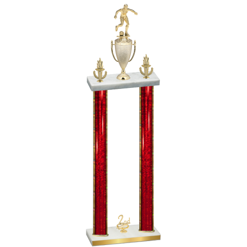 Double Red Glacier Second Place Soccer Trophy