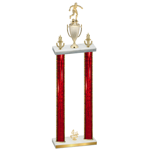 Double Red Glacier Fourth Place Soccer Trophy