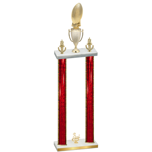 Double Red Glacier Third Place Football Trophy