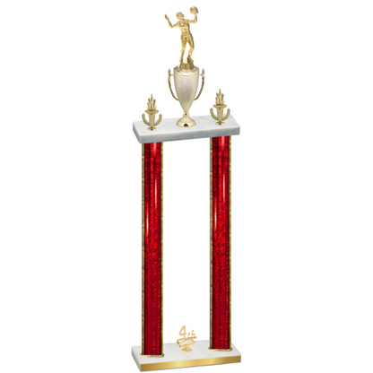 Double Red Glacier Fourth Place Volleyball Trophy
