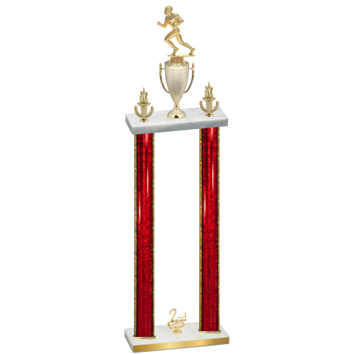 Double Red Glacier Second Place Football Trophy