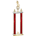 Double Red Glacier Third Place Football Trophy