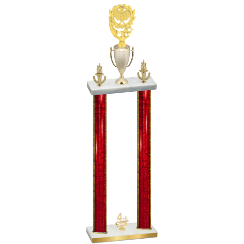 Double Red Glacier Fourth Place Pickleball Trophy