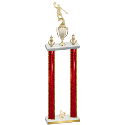 Double Red Glacier Third Place Basketball Trophy