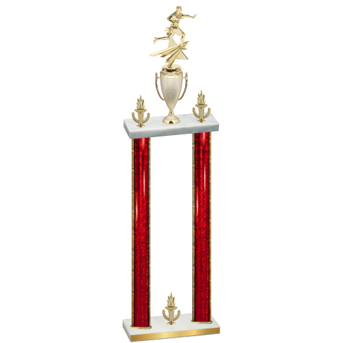 Double Red Glacier Victory Flag Football Trophy