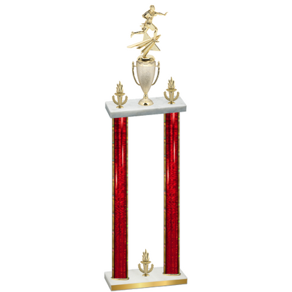 Double Red Glacier Victory Flag Football Trophy