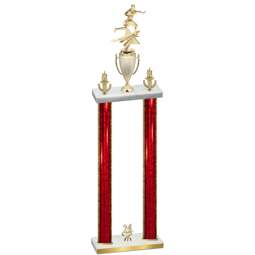 Double Red Glacier Year Flag Football Trophy