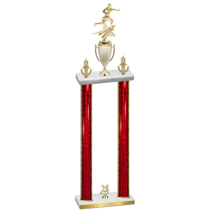 Double Red Glacier Year Flag Football Trophy