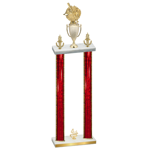 Double Red Glacier Fourth Place Baseball Trophy