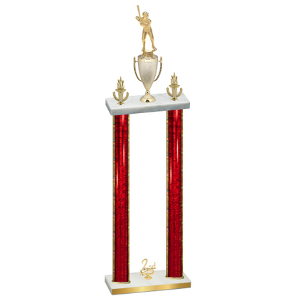 Double Red Glacier Second Place Baseball Trophy