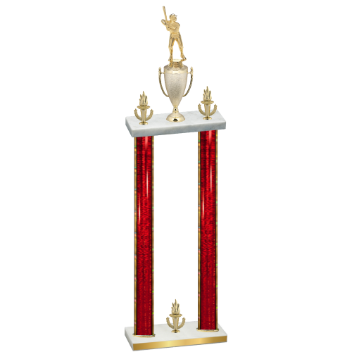 Double Red Glacier Victory Baseball Trophy