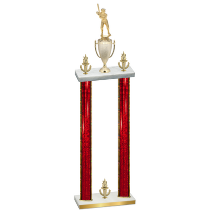 Double Red Glacier Victory Baseball Trophy