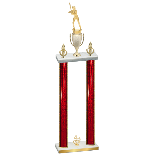 Double Red Glacier Fourth Place Softball Trophy