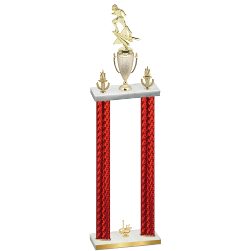 Double Red Carbon Fiber First Place Football Trophy