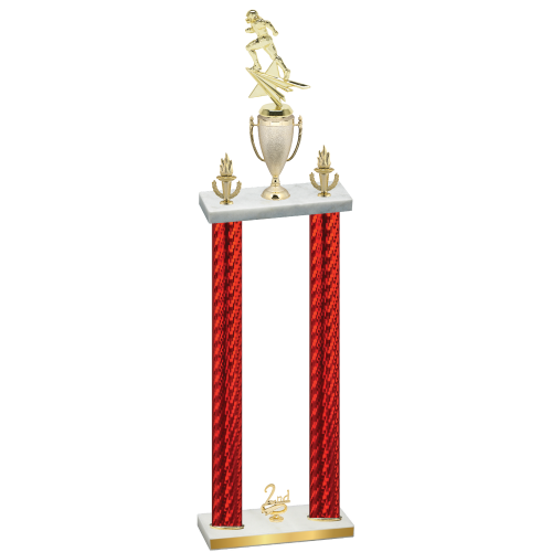 Double Red Carbon Fiber Second Place Football Trophy