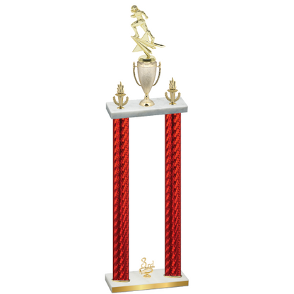 Double Red Carbon Fiber Third Place Football Trophy