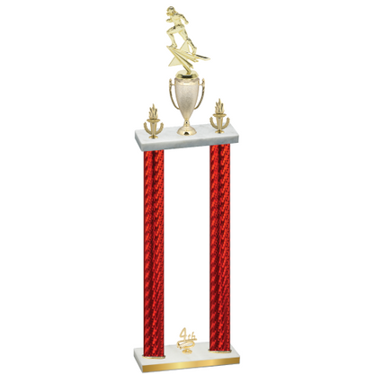 Double Red Carbon Fiber Fourth Place Football Trophy
