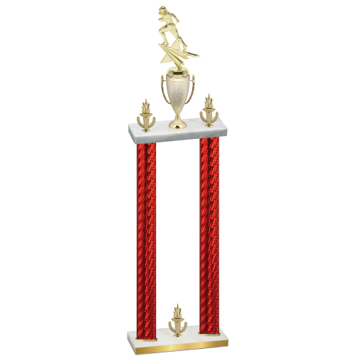 Double Red Carbon Fiber Victory Football Trophy