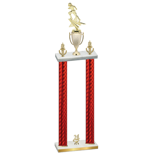 Double Red Carbon Fiber Year Football Trophy