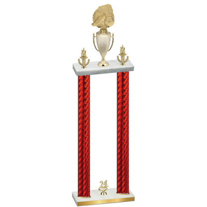 Double Red Carbon Fiber Year Soccer Trophy