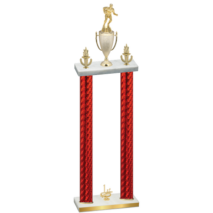 Double Red Carbon Fiber First Place Rugby Trophy