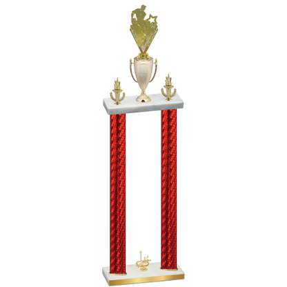 Double Red Carbon Fiber First Place Rugby Trophy