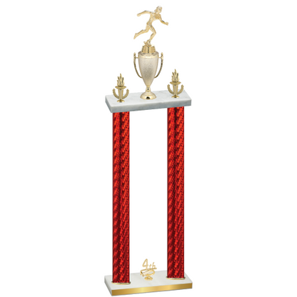 Double Red Carbon Fiber Fourth Place Running Trophy