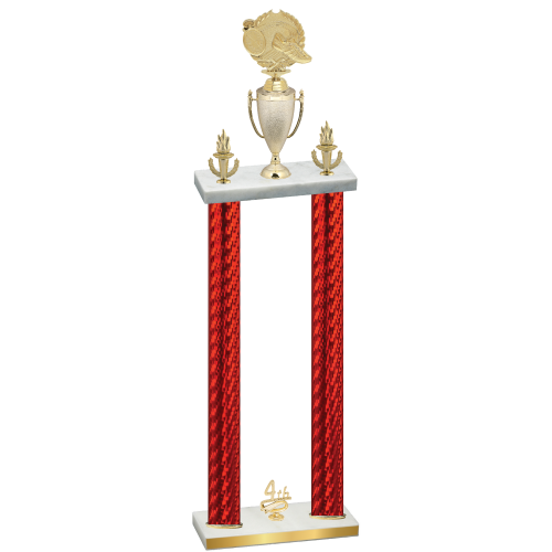 Double Red Carbon Fiber Fourth Place Running Trophy