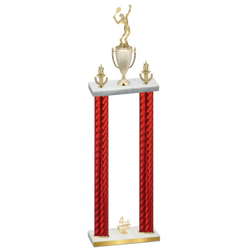 Double Red Carbon Fiber Fourth Place Tennis Trophy