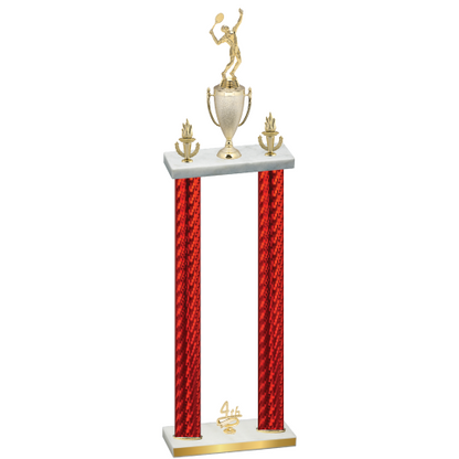 Double Red Carbon Fiber Fourth Place Tennis Trophy